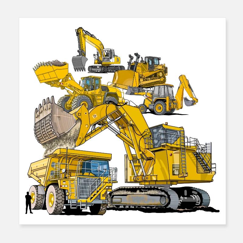 Véhicules de chantier de grande taille Poster 20 x 20 cm