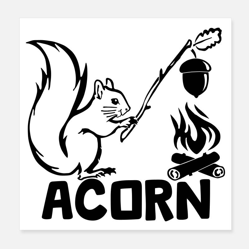 Acorn - Hungry Squirrel [Black] Poster 8" x 8" (20x20 cm)