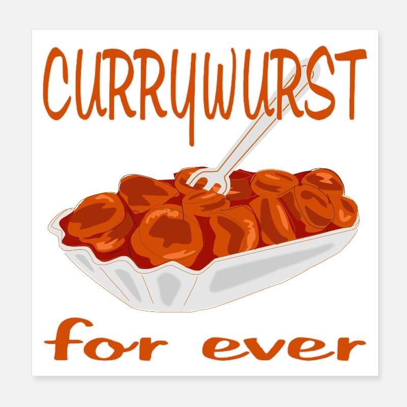 Currywurst is delicious Poster 8" x 8" (20x20 cm)