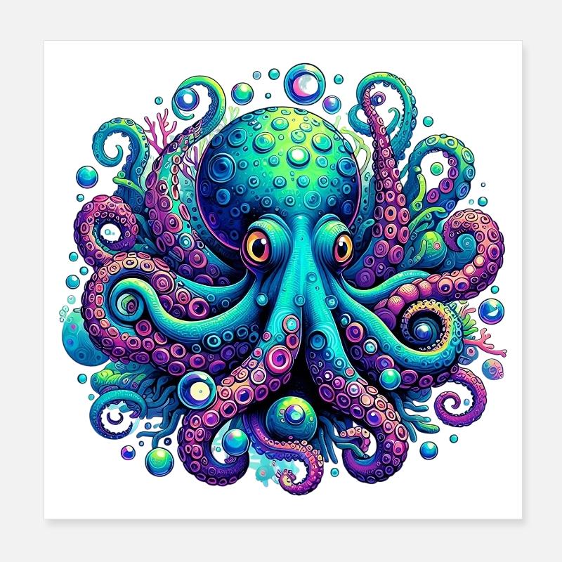 Krake Poster 20x20 cm