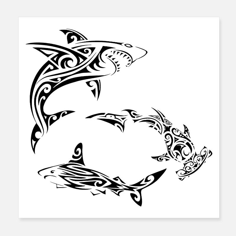 Requins polynésiens noirs Poster 20 x 20 cm