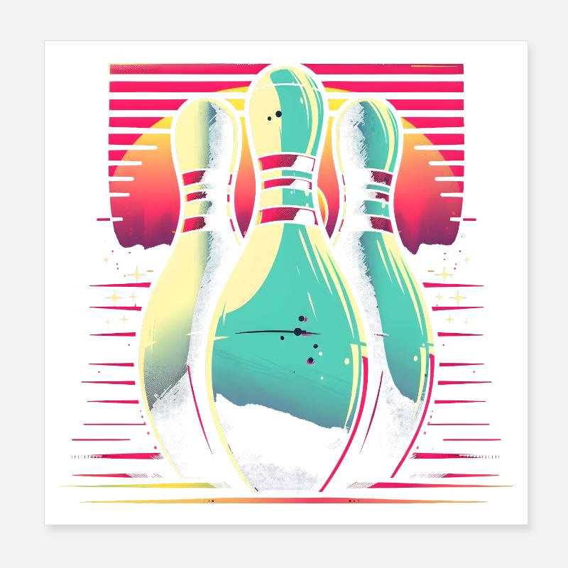 Bowling Synthwave Poster 20 x 20 cm