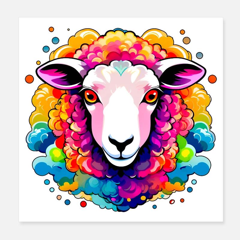 Colorful Lamb Poster 8" x 8" (20x20 cm)