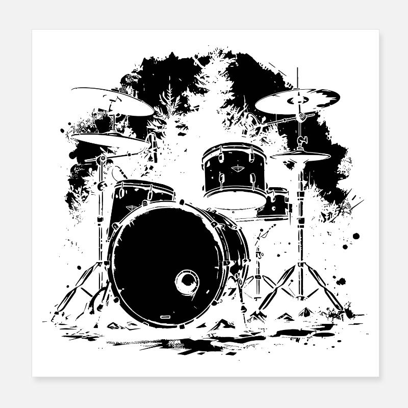 Drum Set Sketch Poster 8" x 8" (20x20 cm)