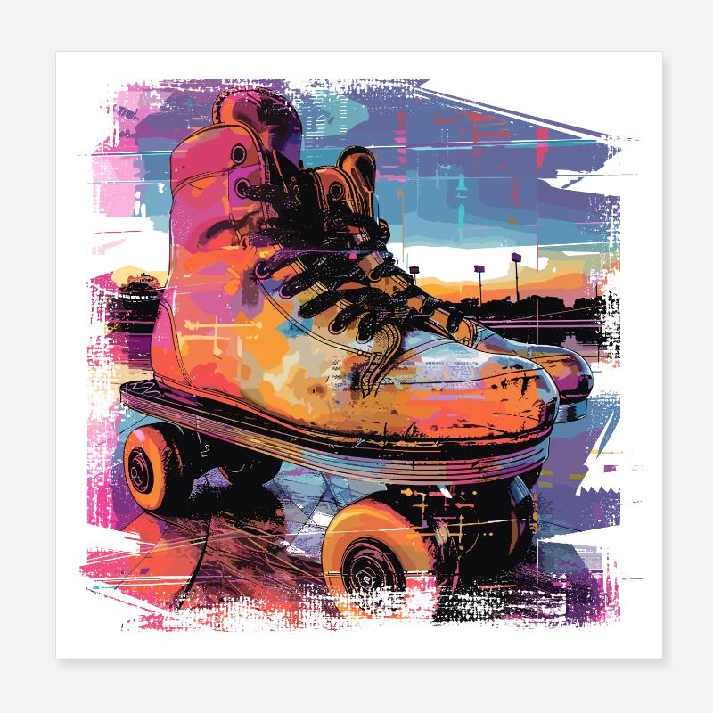 Rollerskates Illustration Poster 20x20 cm