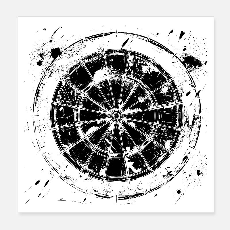 Dartboard Drawing Poster 8" x 8" (20x20 cm)