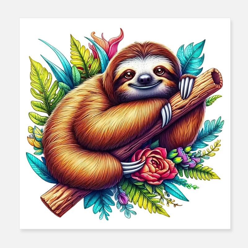 Sloth Poster 8" x 8" (20x20 cm)
