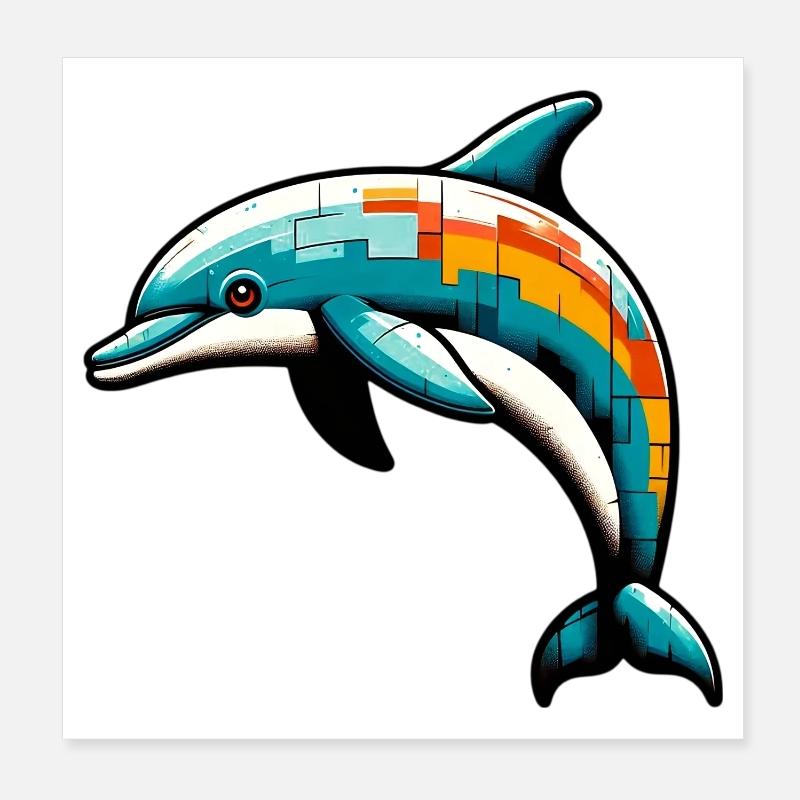 Delfin Poster 20x20 cm