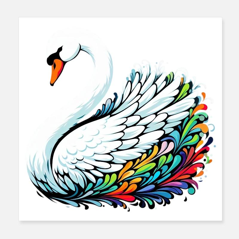 Swan Poster 8" x 8" (20x20 cm)