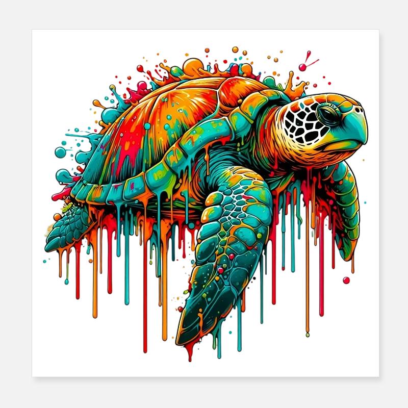 Turtle Poster 8" x 8" (20x20 cm)
