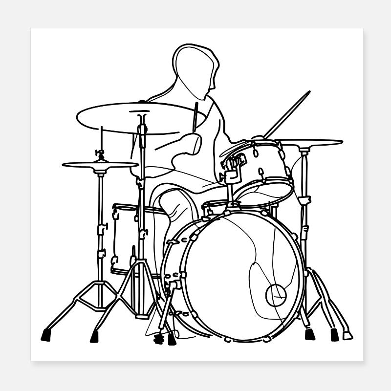 Drummer Drawing Poster 8" x 8" (20x20 cm)