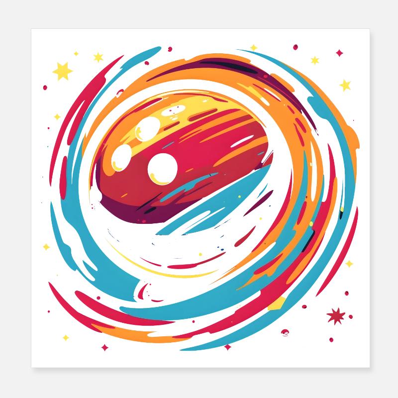 Retro Bowling Ball Poster 8" x 8" (20x20 cm)