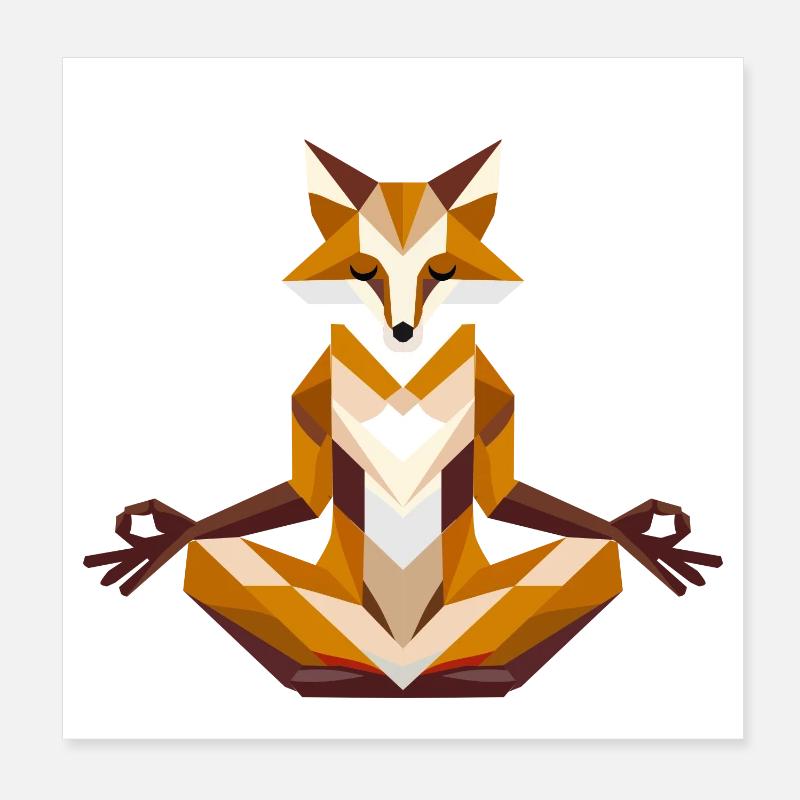 geometric fox in meditation Poster 8" x 8" (20x20 cm)