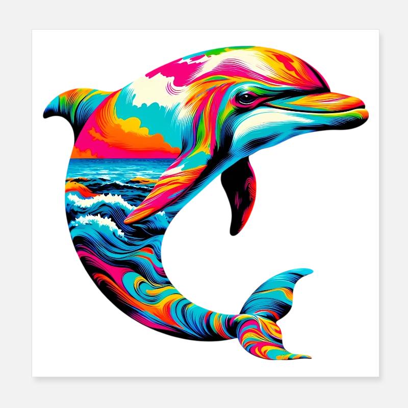 Delfin Poster 20x20 cm