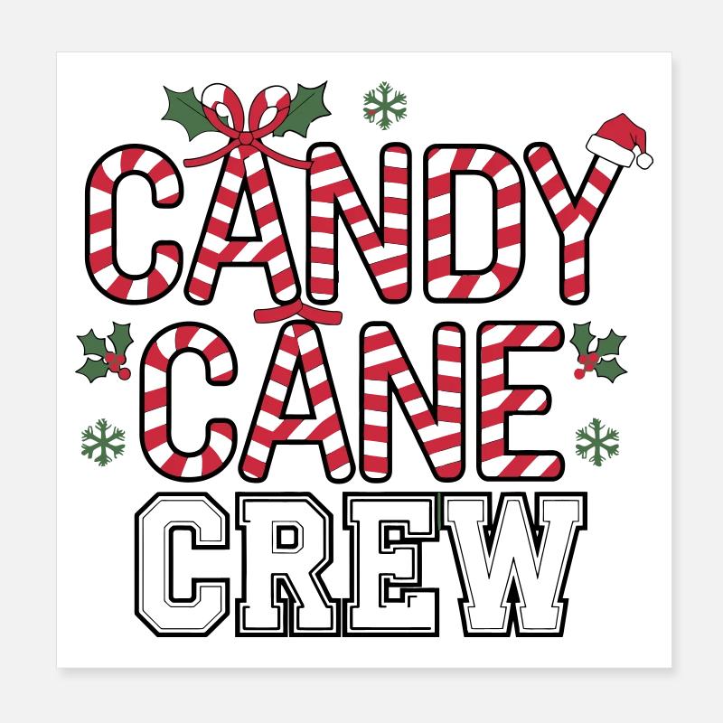 Festive Candy Cane Crew Christmas Poster 8" x 8" (20x20 cm)