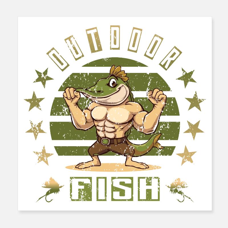 Pike Fish Poster 8" x 8" (20x20 cm)