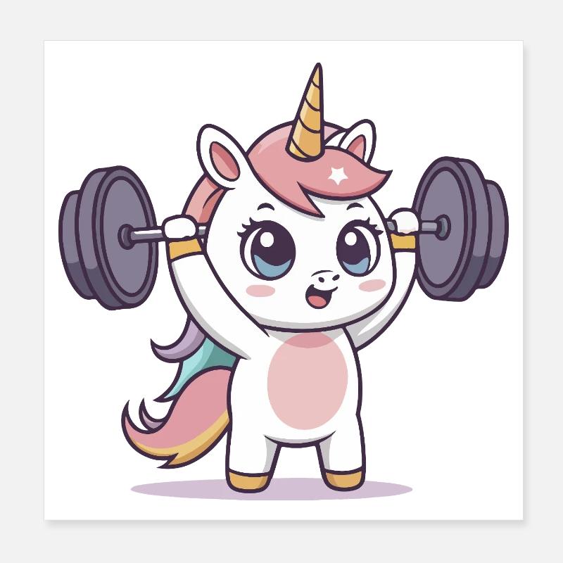 Einhorn-Athlet im Training Poster 20x20 cm