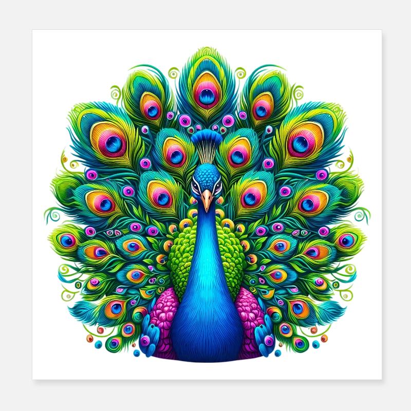 Pfau Poster 20x20 cm