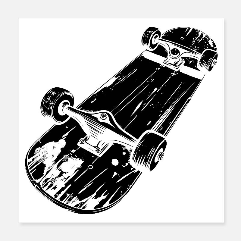 Skateboard Sketch Poster 8" x 8" (20x20 cm)
