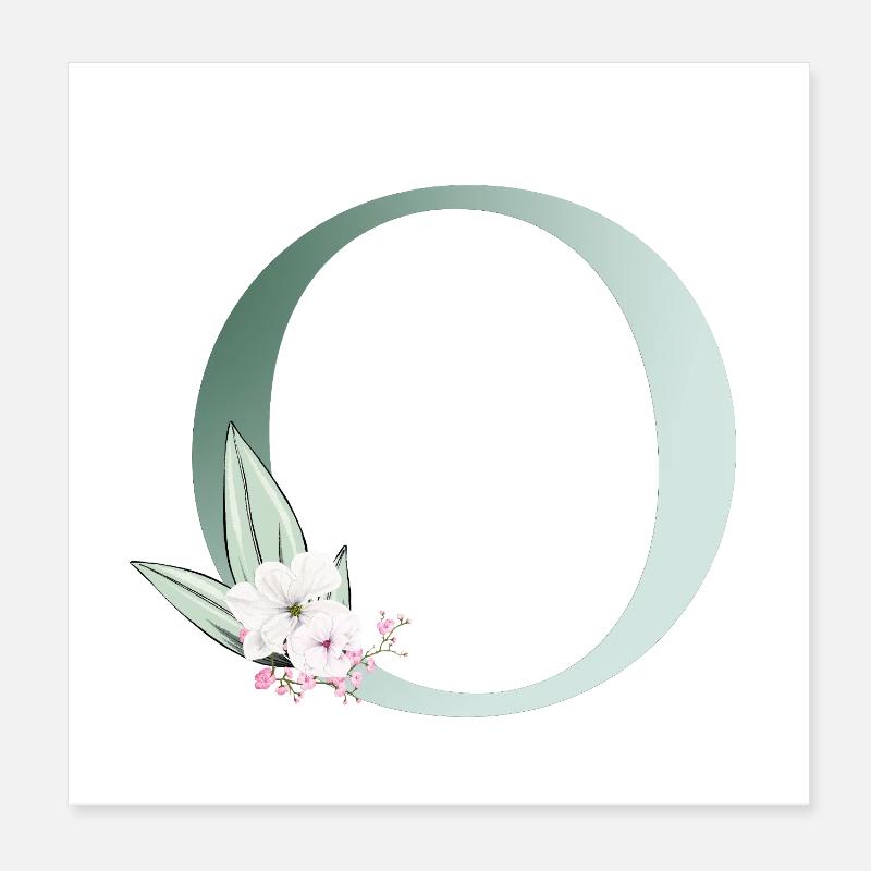 O Monogram, Floral, Customizable Poster 8" x 8" (20x20 cm)