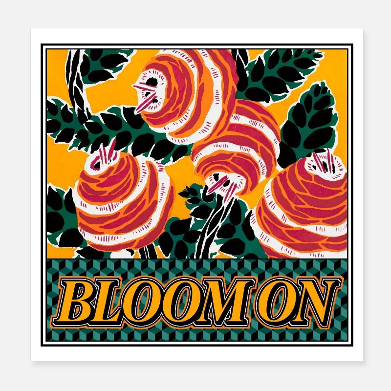 Bloom On – Retro Floral Statement Poster 8" x 8" (20x20 cm)