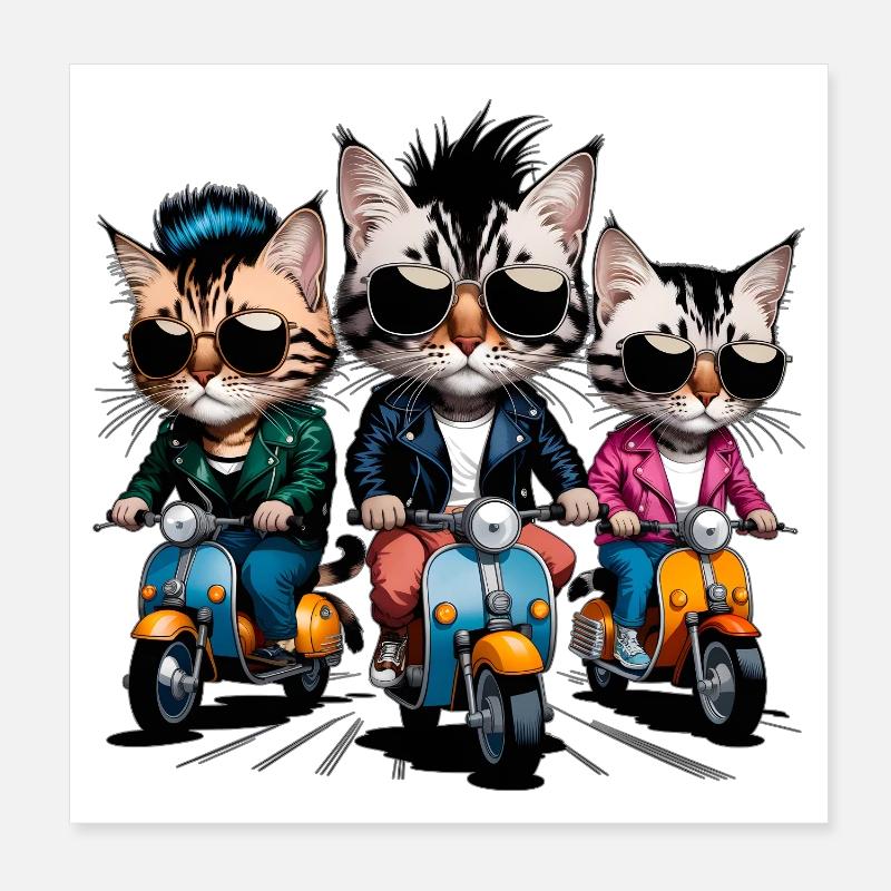 Rocker cats Poster 8" x 8" (20x20 cm)