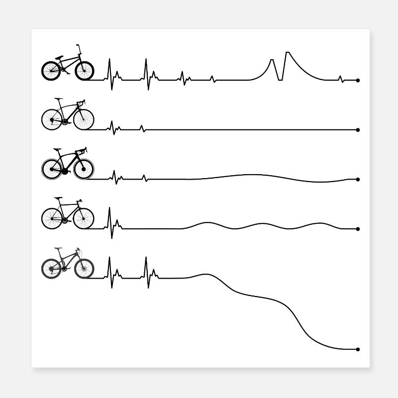 Dessin minimal au trait de vélo sur noir Poster 20 x 20 cm