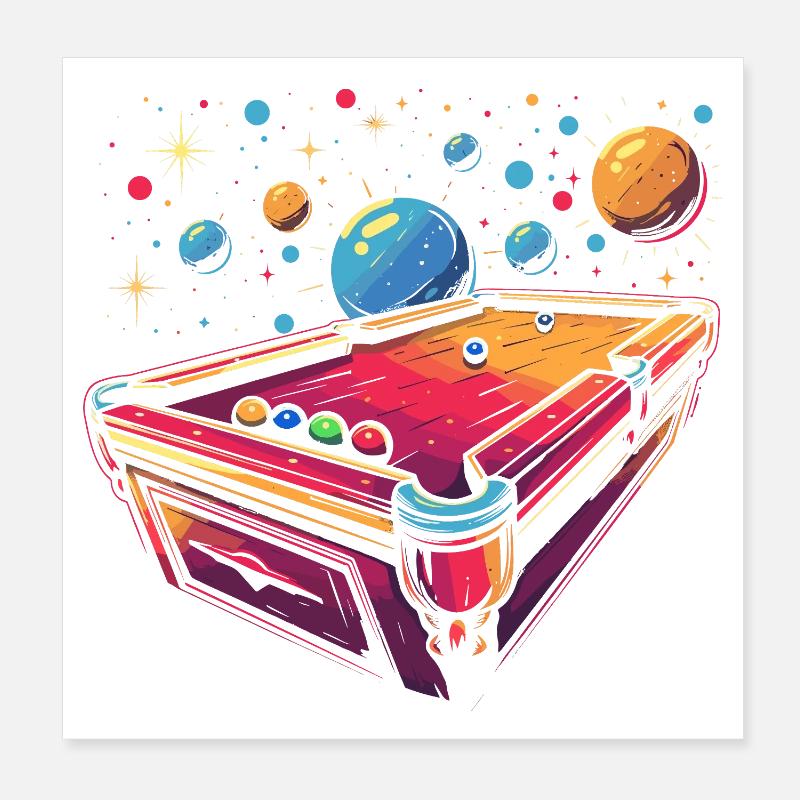 Style de dessin animé de billard Poster 20 x 20 cm