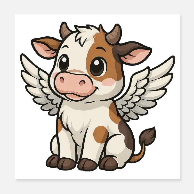 Vache Ange Taureau Poster 20 x 20 cm