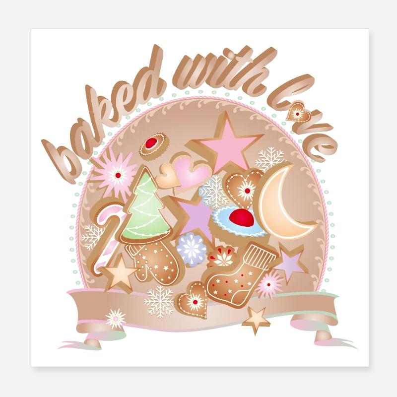 Biscuits de Noël colorés – cuits avec amour Poster 20 x 20 cm