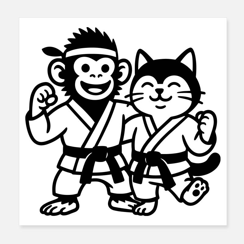 Karate Freunde Poster 20x20 cm