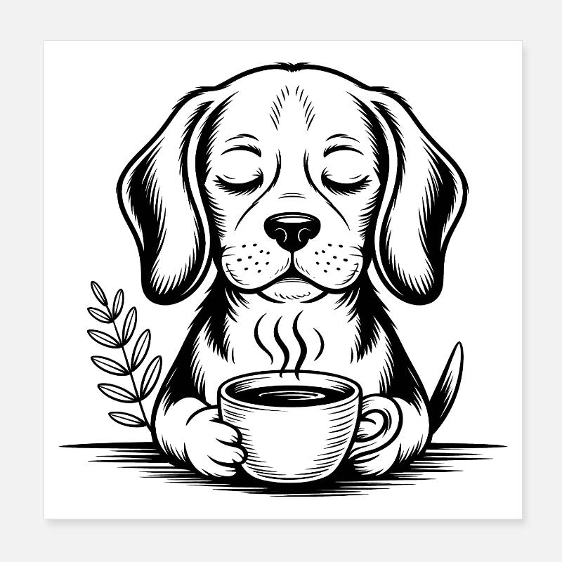 Coffee Dog - Cool Coffee Logo Poster 8" x 8" (20x20 cm)
