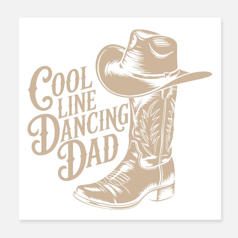 Linedance Papa Cowboy Hut Style Deko Poster 20x20 cm