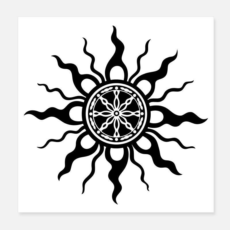 Conception d’ornement tribal du soleil Poster 20 x 20 cm