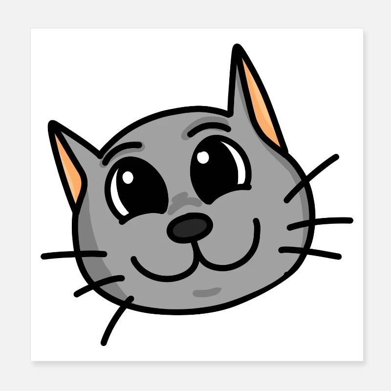 Drôle d’animal tête de chat Poster 20 x 20 cm