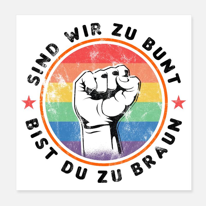 ZEICHEN SETZEN GEGEN RECHTS - Poster 20x20 cm - Weiß