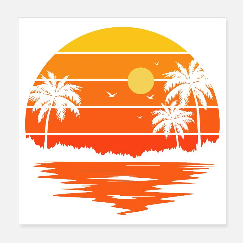 Tropical sunset on beach Poster 8" x 8" (20x20 cm)