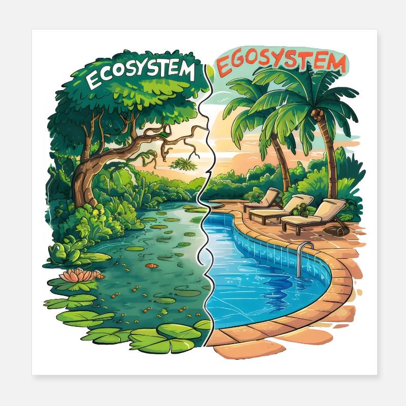 Ökosystem vs. Egosystem Umweltfreundliche Botschaft Poster 20x20 cm