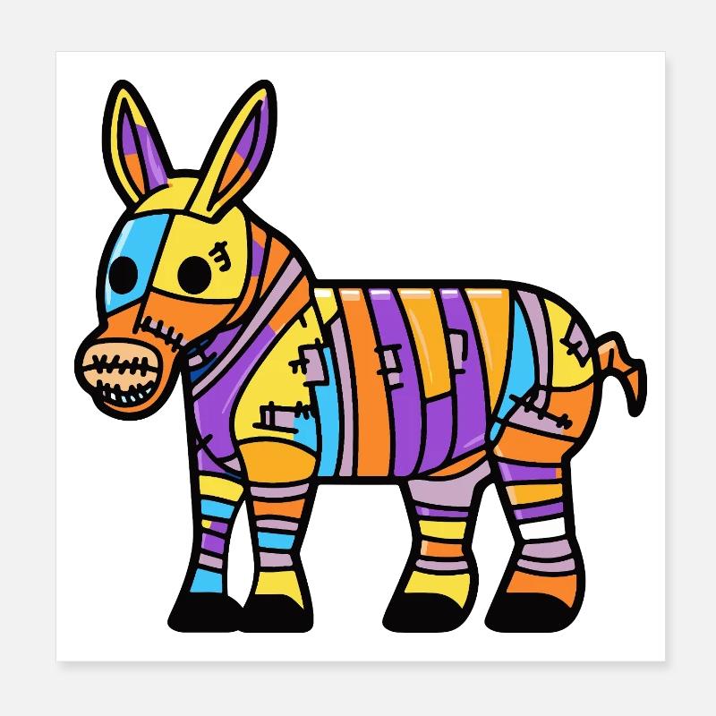 Donkey Halloween Zombie Poster 8" x 8" (20x20 cm)