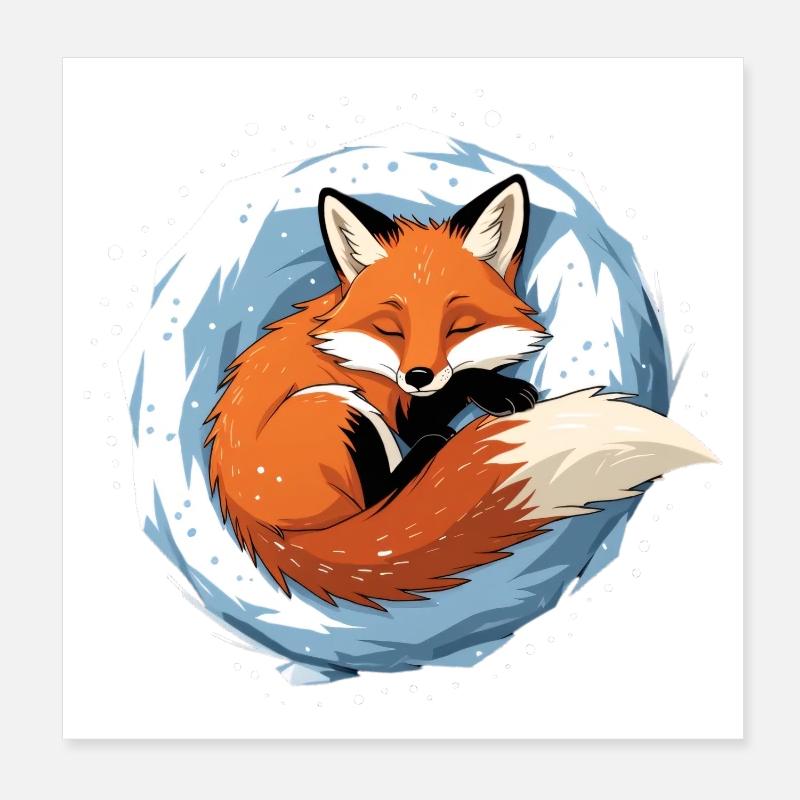 Winterfuchs im Eiskreis Poster 8" x 8" (20x20 cm)