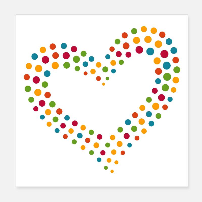 Regenbogen Punkt Herz Poster 20x20 cm
