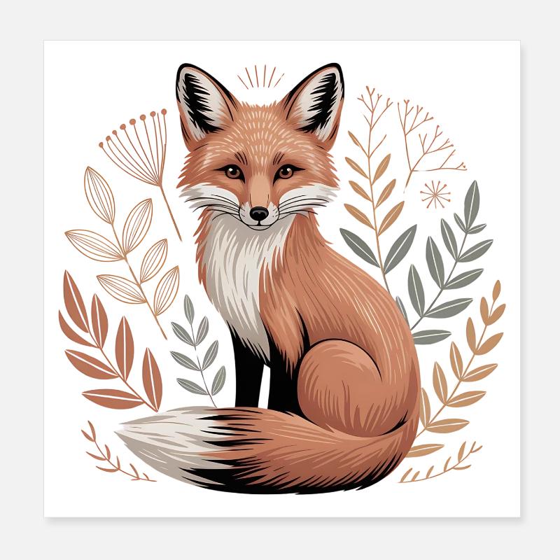 Boho Fuchs Poster 20x20 cm