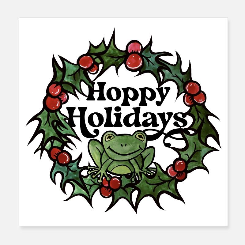 Frosch im Stechpalmenkranz Poster 20x20 cm