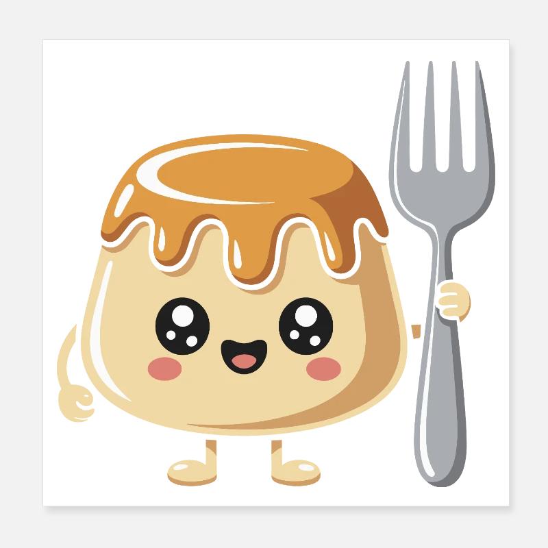 Pudding with fork Poster 8" x 8" (20x20 cm)
