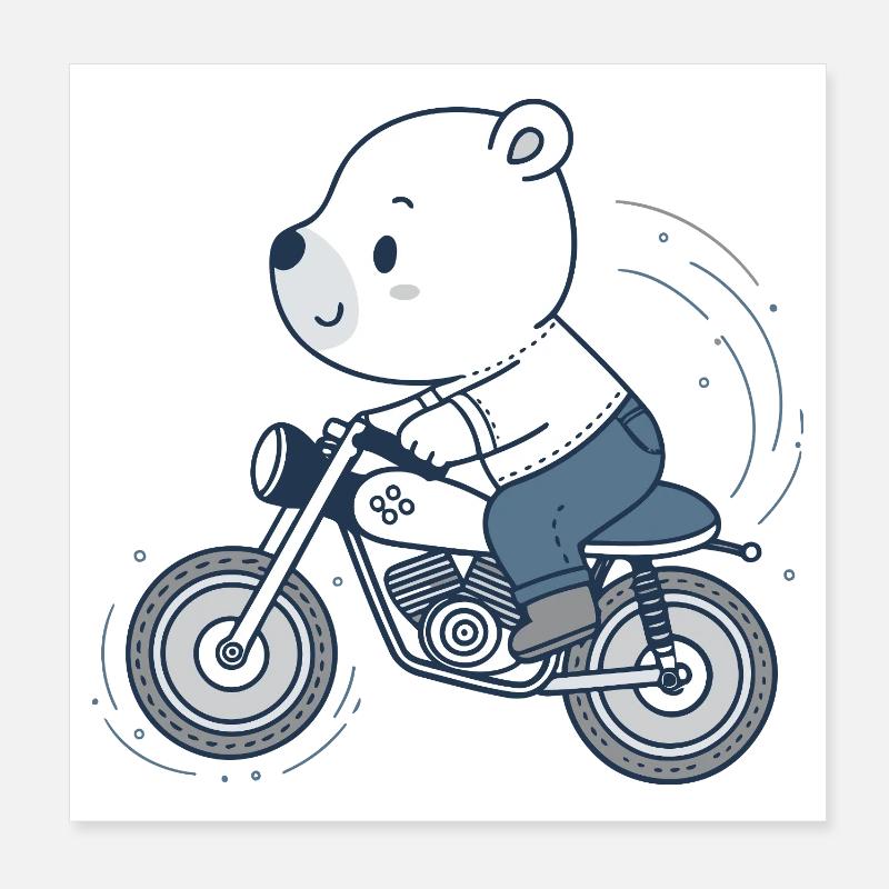 Ourson Motard Aventure Poster 20 x 20 cm