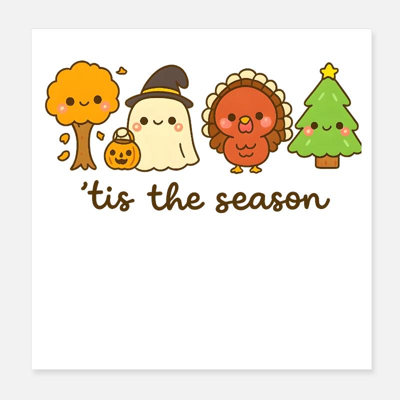 C’est la saison mignon équipage de vacances, Noël Poster 20 x 20 cm