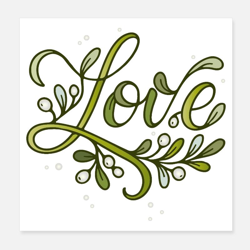 Love lettering with mistletoe Poster 8" x 8" (20x20 cm)