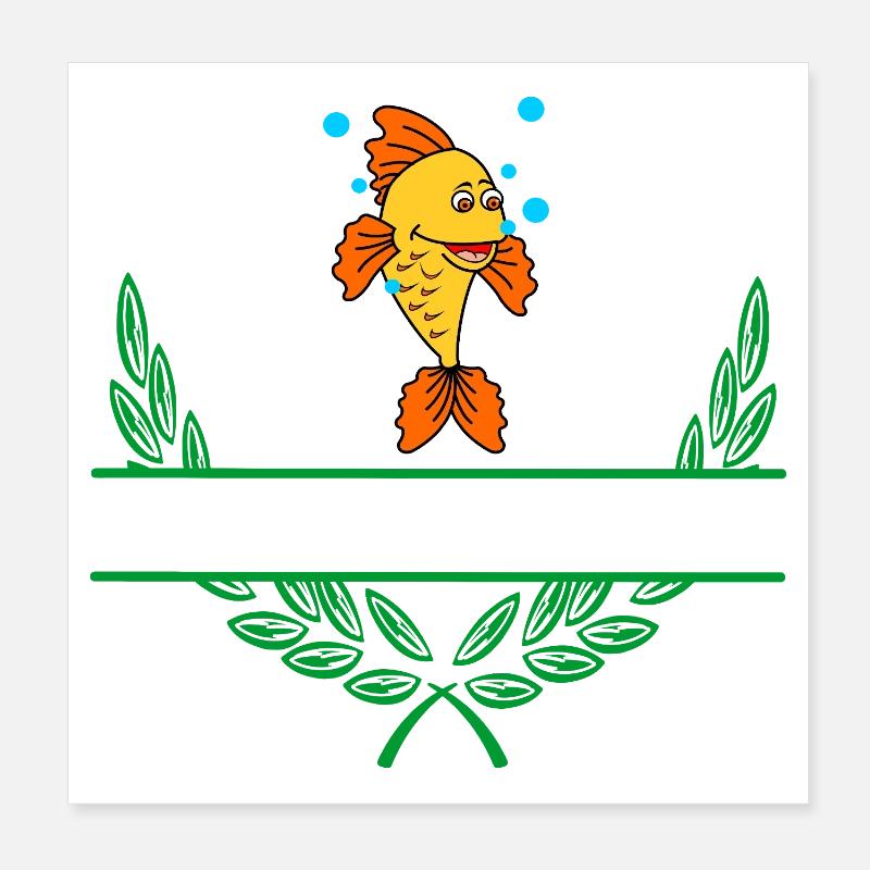 Fish Laurel Wreath with Namespace Poster 8" x 8" (20x20 cm)