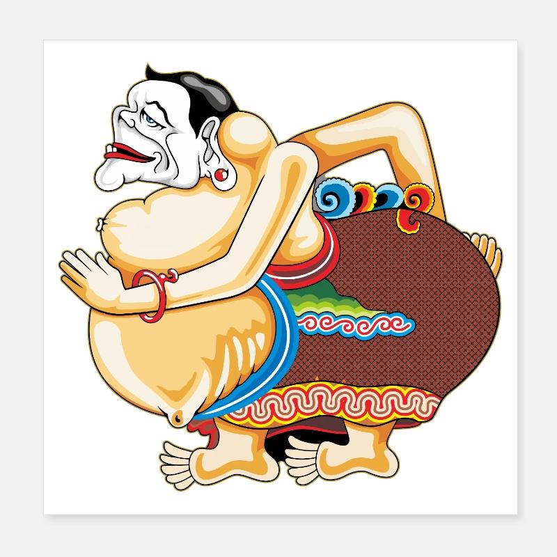Lebendige Hula-Karikatur Poster 20x20 cm