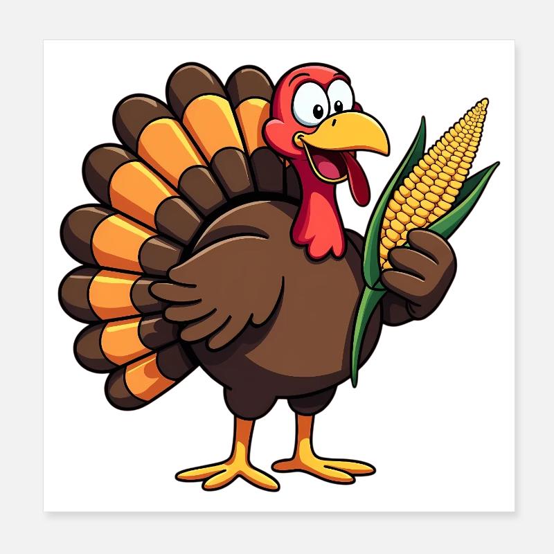 Thanksgiving Funny Thanksgiving Turkey Poster 8" x 8" (20x20 cm)